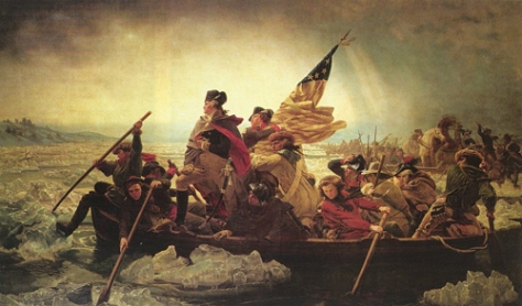 George Washington leading across the Delaware